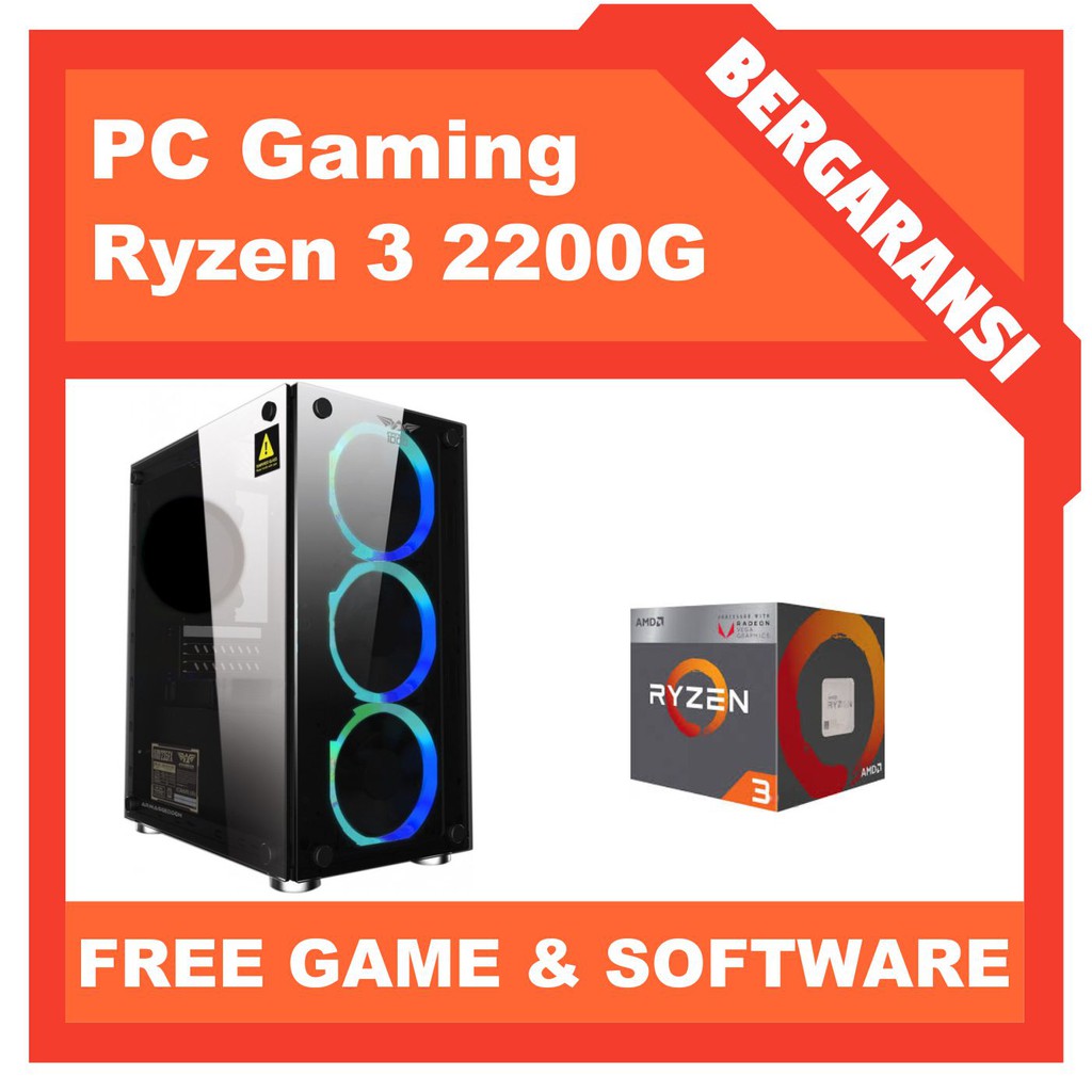 PC Gaming AMD Ryzen 3 3200G Ram 8GB Ddr4 | ssd | lancar gaming dan rendering