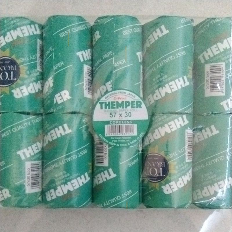 

KERTAS THERMAL EPRINT ECO 57x30 PER PACK ISI 10PC / KERTAS THEMPER / KERTAS STRUK KASIR