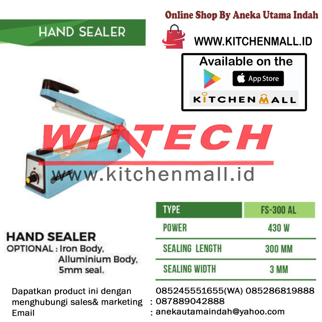 WIRATECH FS-300AL HAND SEALER ATAU MESIN PENYEGEL PLASTIK
