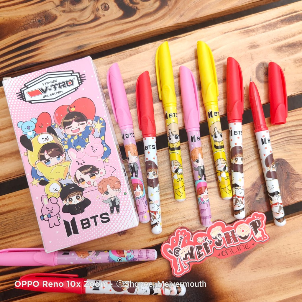 

(ISI 12pcs) Pulpen Karakter BTS BT21 Lucu Unik