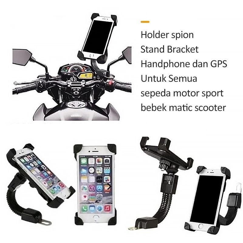 Phone Holder HP Motor Stand Bracket Dudukan Handphone