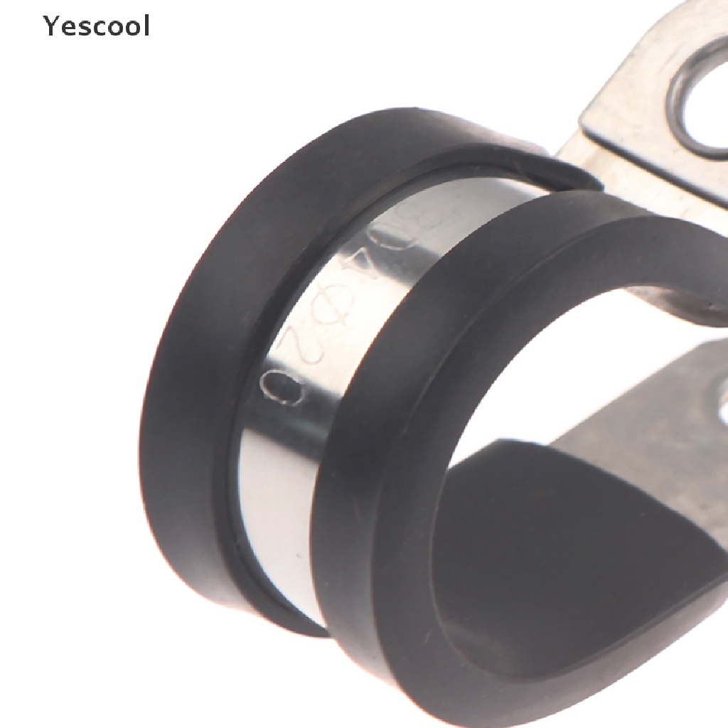 Yescool 2pcs 304 Stainless Steel Rubber Lined P Clips Cable Mounting Hose Pipe Clamp  .