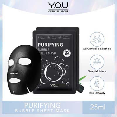 [BPOM] YOU Bubble Detox Purifying Bubble Sheet Mask | Charcoal 25ml | Y.O.U Skin Detoxify