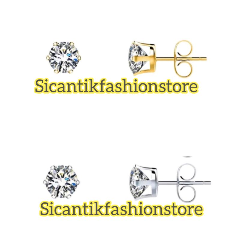 Anting Titanium Silver Gold Anting tusuk permata zircon Silver Gold Titanium Gold Silver titanium