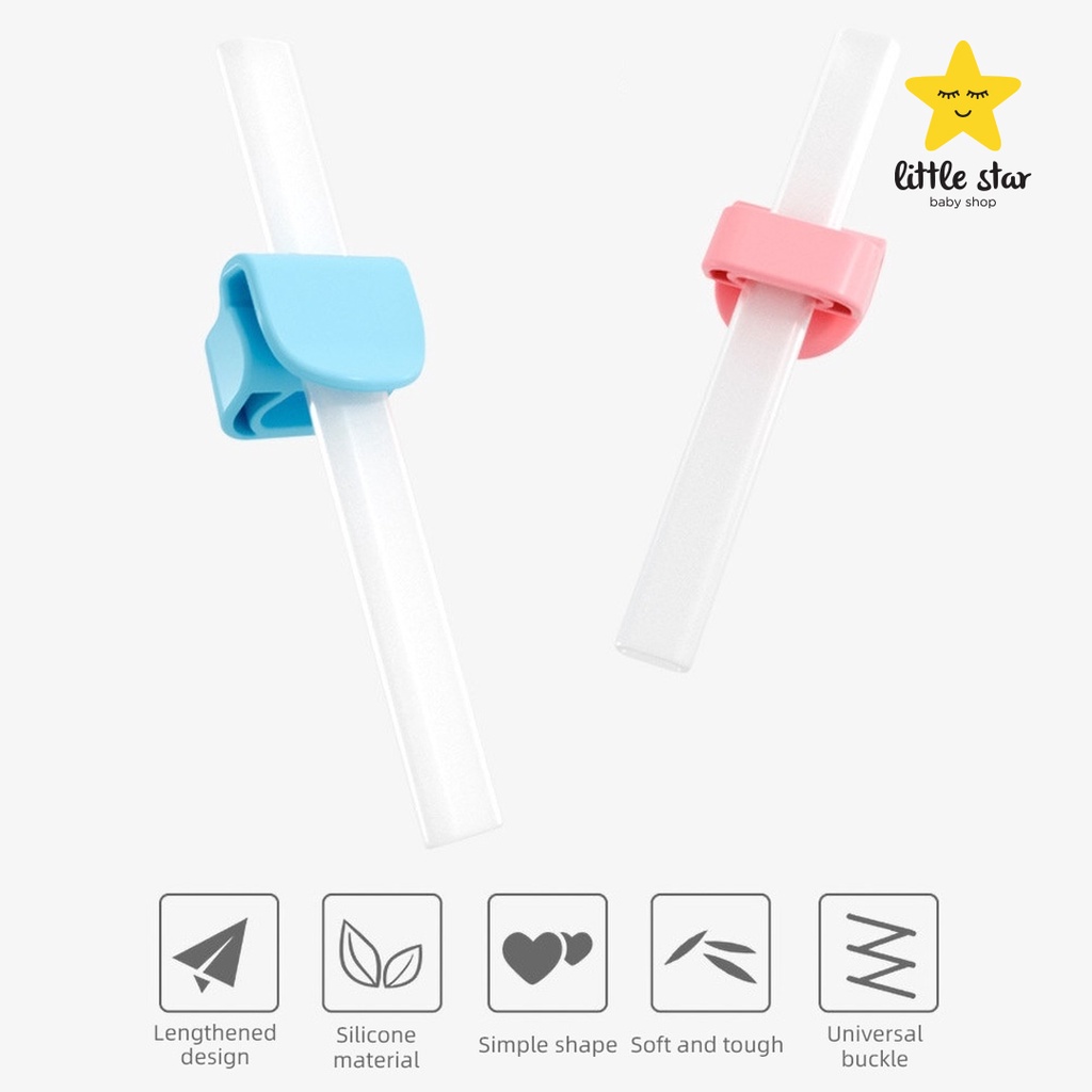 Straw and Clip | Sedotan Silikon Minum Anak Bayi | Klip Sedotan Mangkok Gelas