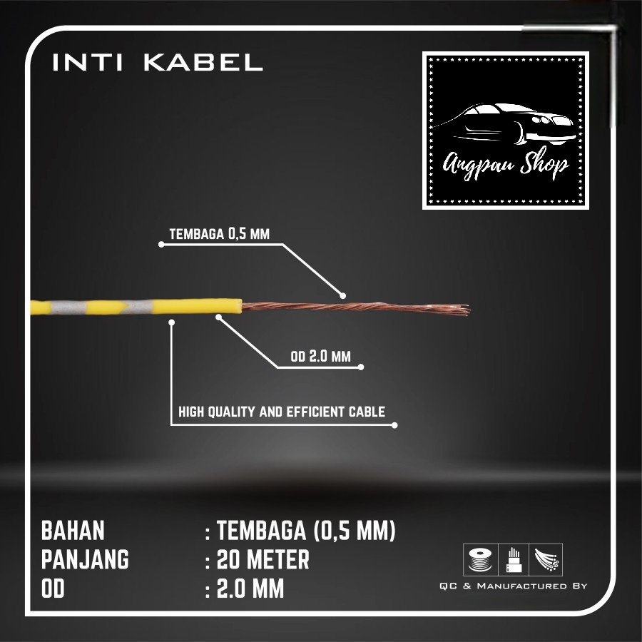 TERMURAH READY Kabel Bodi Bintik OD 2.0mm x 20 Meter Untuk Kelistrikan Mobil Motor standart astra KUALITAS TERBAIK