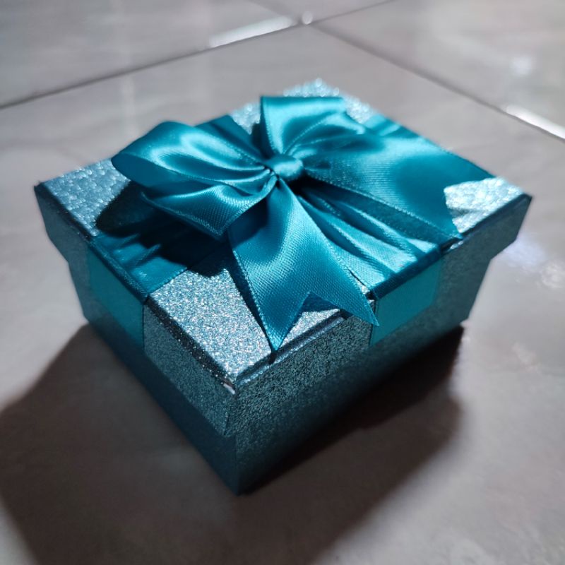 BOX KADO GLITTER BLUE PITA BIRU TOSCA KOTAK HADIAH ULANG TAHUN