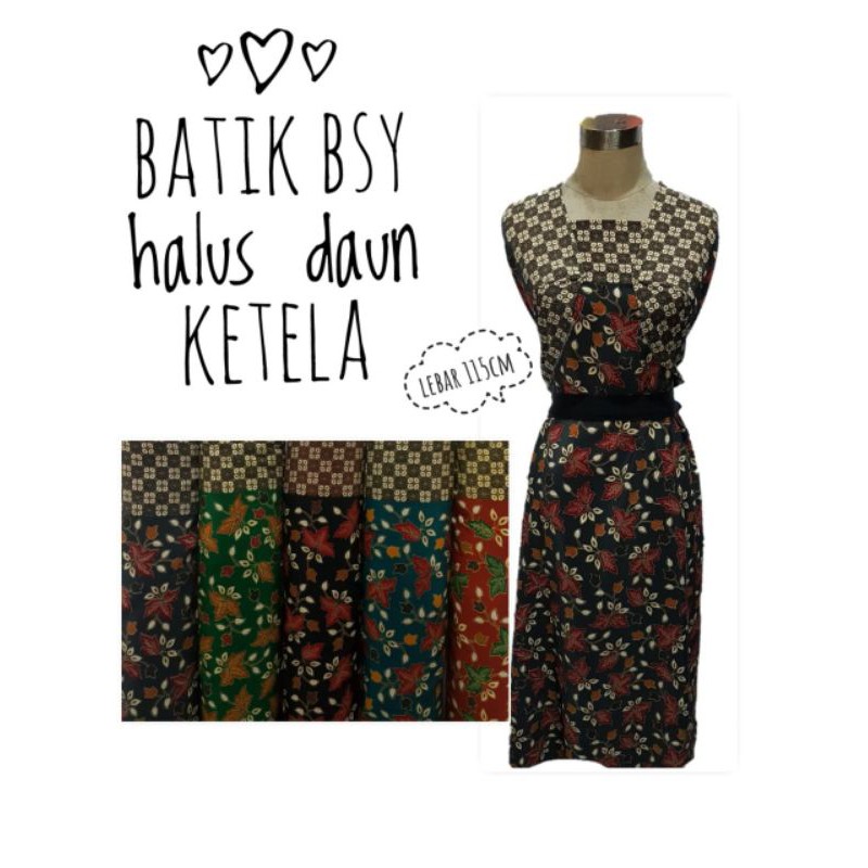 bahan kain batik halus bsy motif daun ketela/kain batik murah meteran