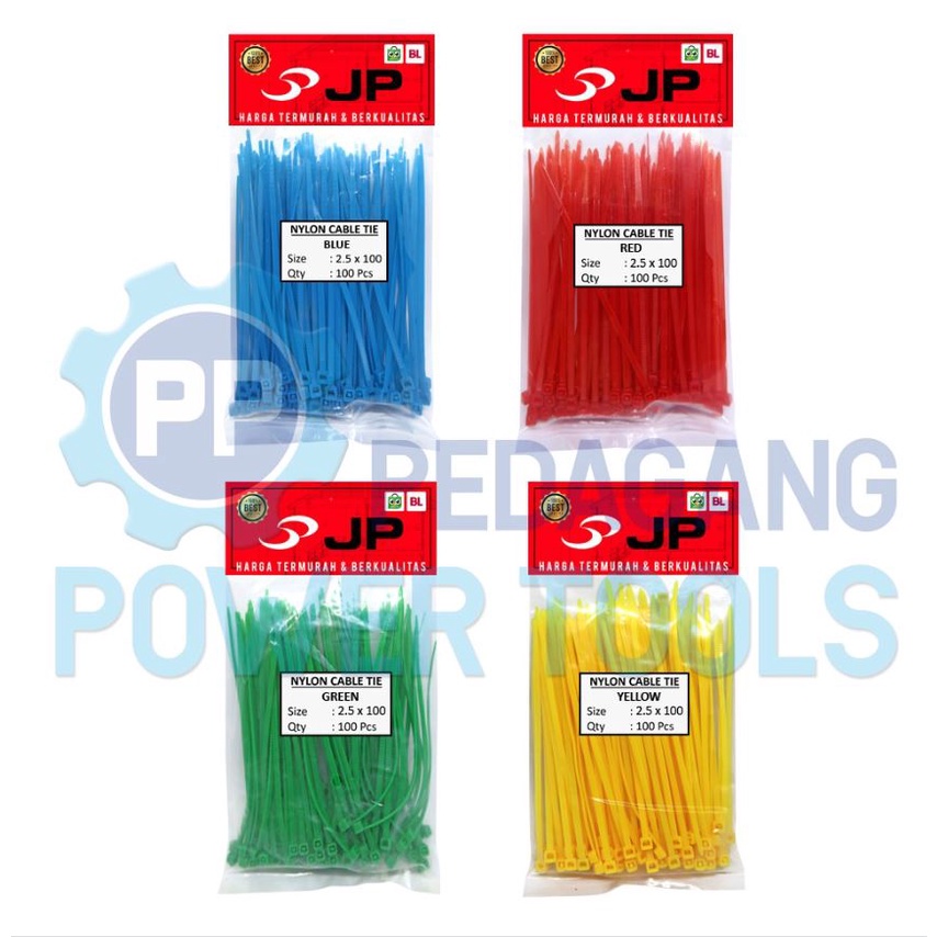 PAKET 4 SET KABEL TIES 2.5 x 100 MM MERAH KUNING HIJAU BIRU 100 PCS