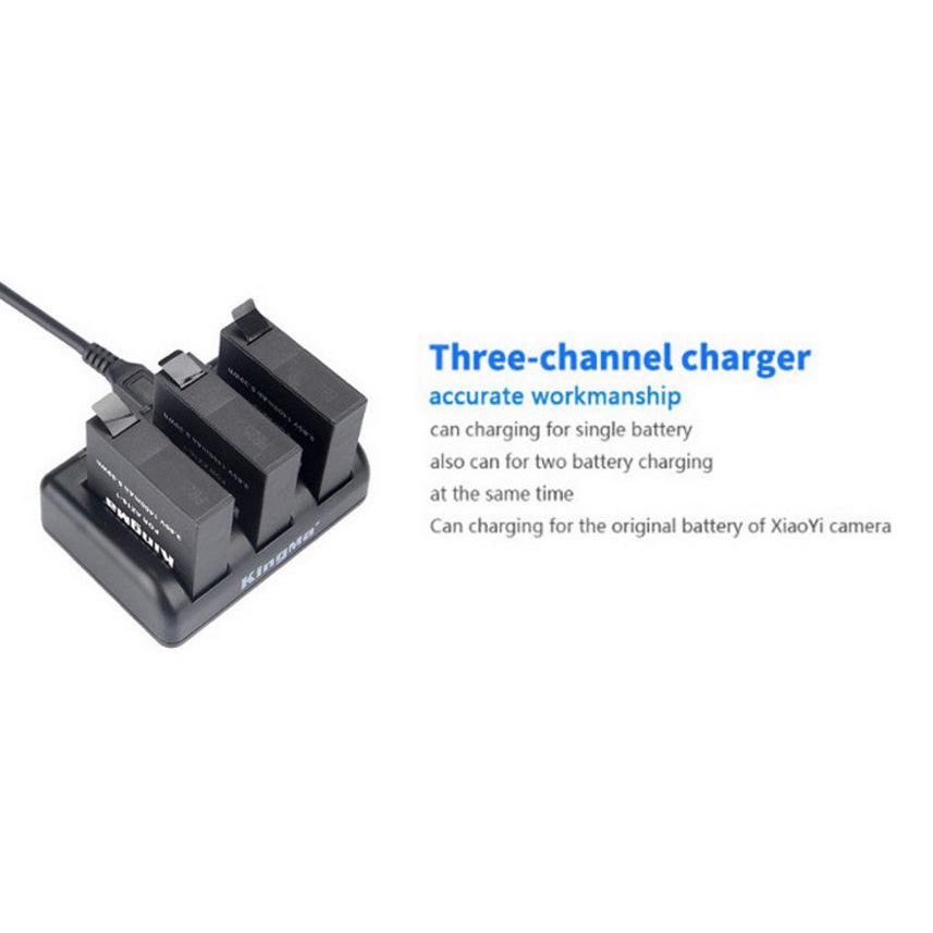 KingMa Charger Baterai 3 Slot untuk Xiaomi Yi 2 4K - BM038 - Black