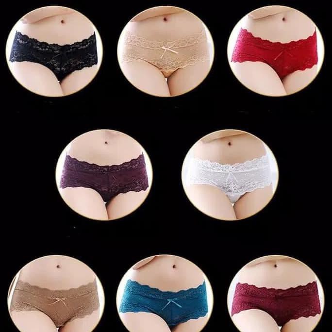 NEWPRODUCK CELANA DALAM BOXER WANITA BRUKAT RENDA UNDERWEAR SEXY - MERAH