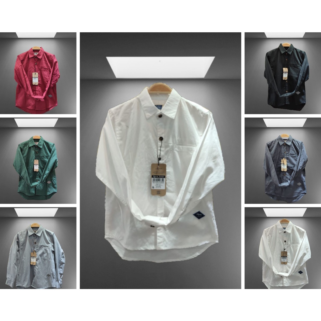 kemeja polos anak lengan panjang size 11-18 tahun laki laki perempuan agera vintage original premium