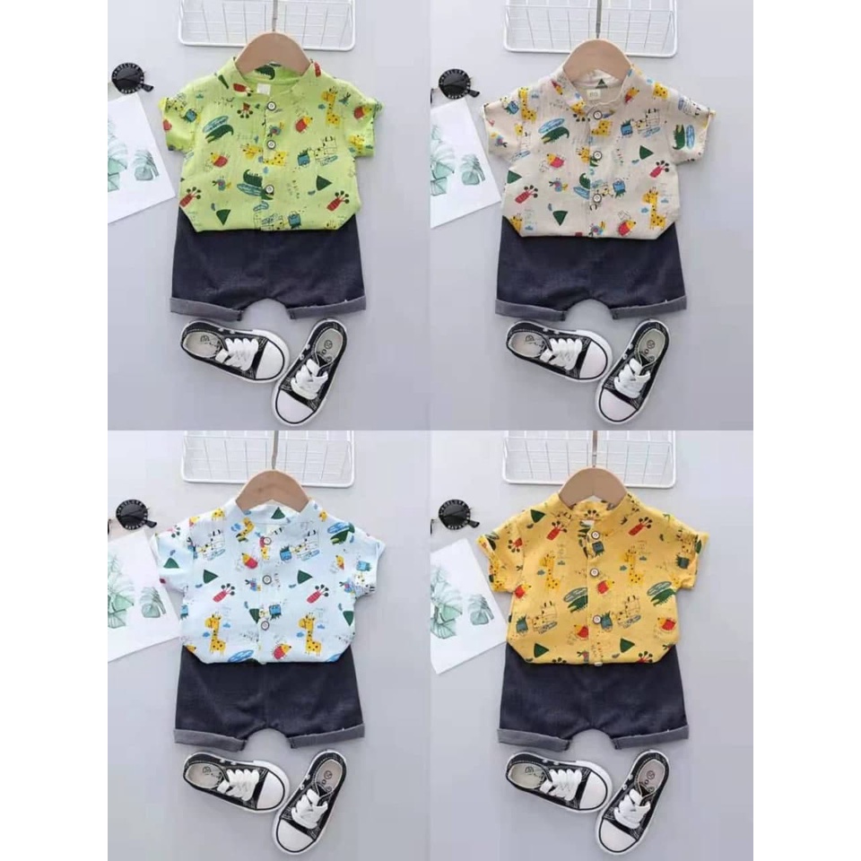 Promo !! Setelan anak laki - laki / Setelan kemeja anak import / Setelan kemeja trendy manish cool ukuran 6 bulan - 2 tahun