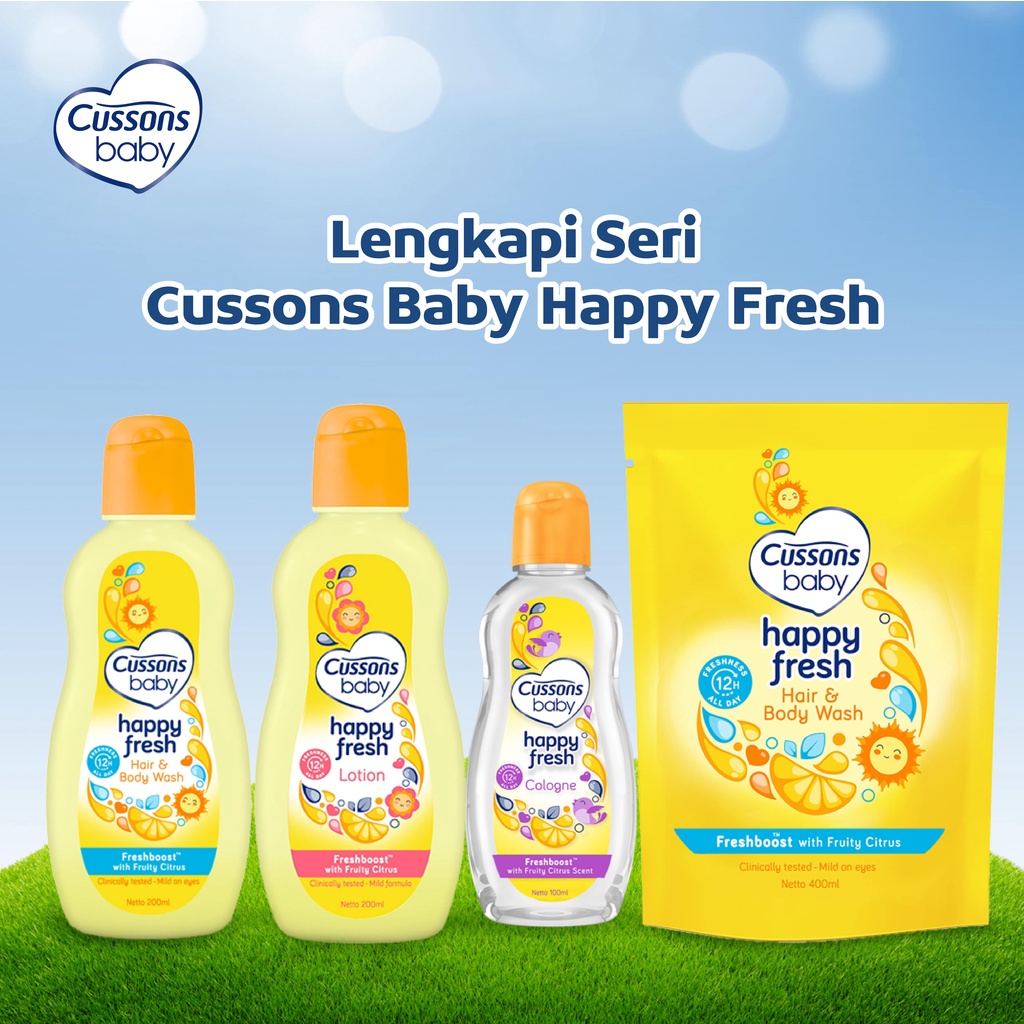 Cussons Baby Hair &amp; Body Wash Happy Fresh - Sabun Sampo Bayi 2in1 - 200ml