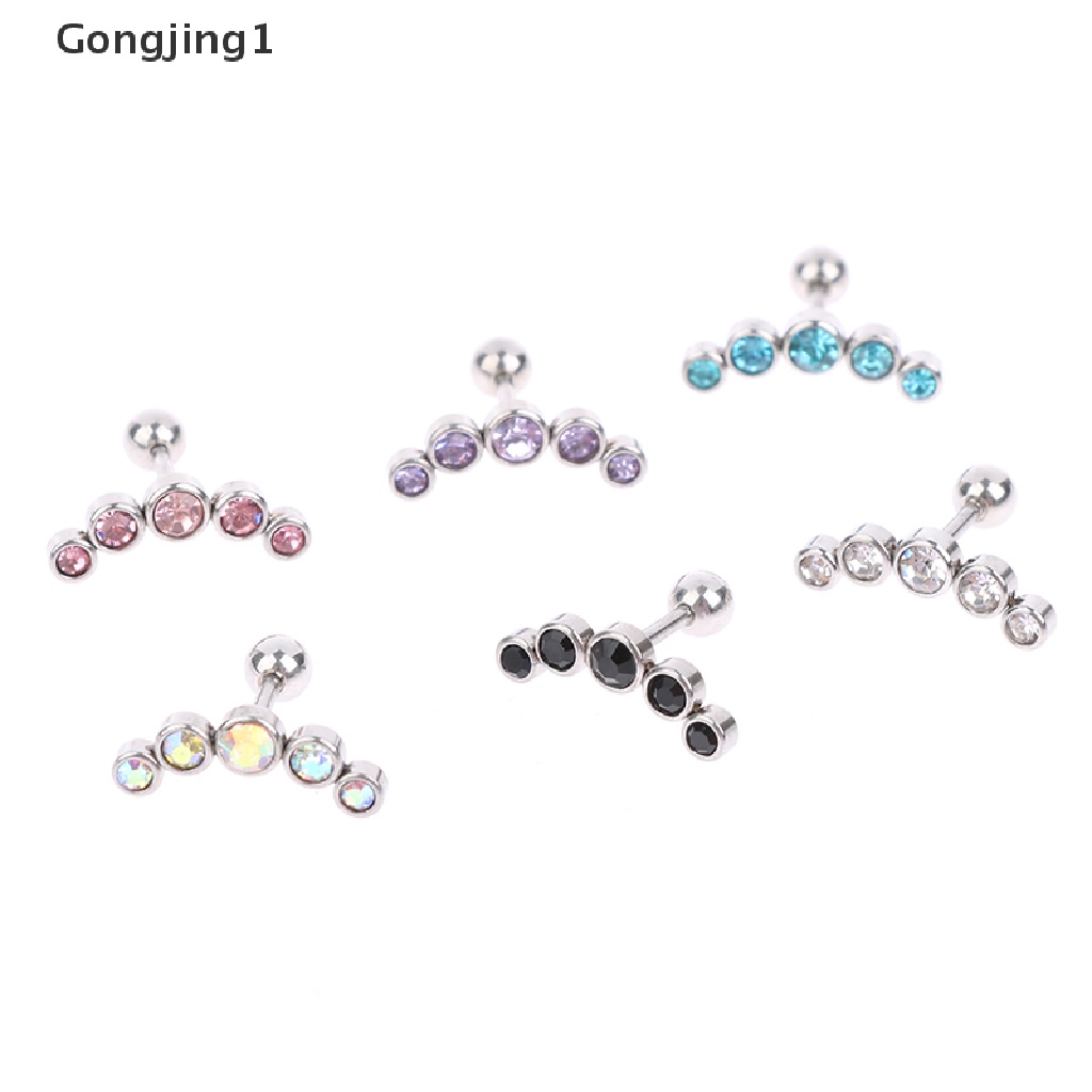 Gongjing1 1Pc Anting Tindik Tulang Rawan Telinga Bahan Stainless Steel