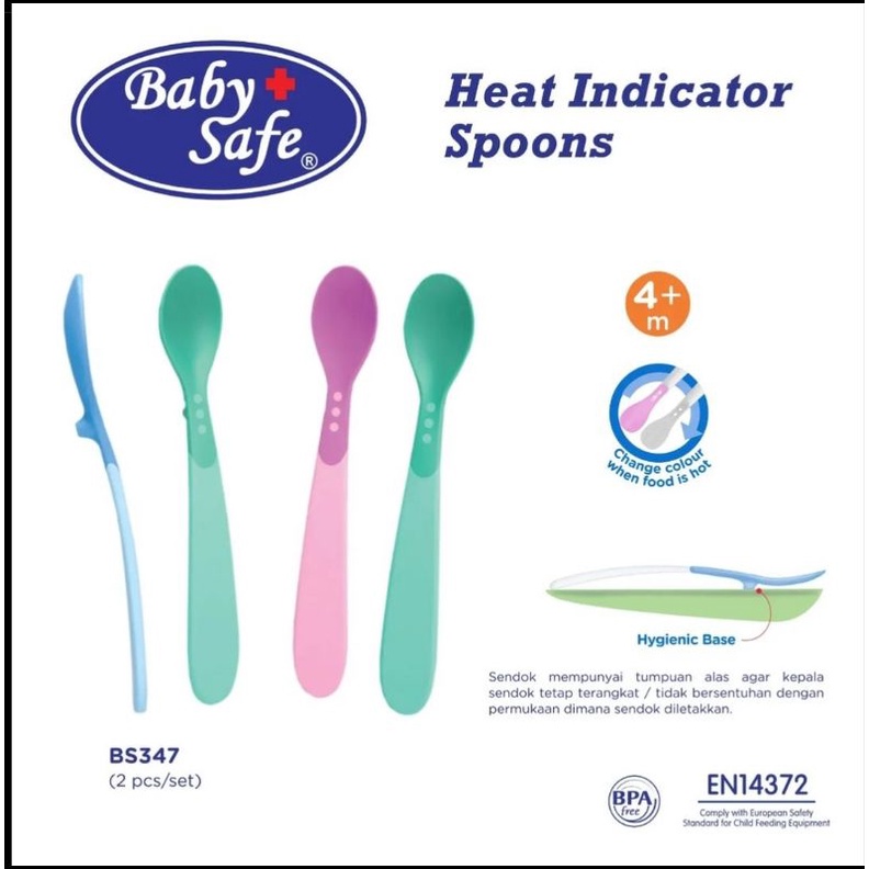 lov me❤️Baby Safe BS348 Heat Indicator Spoon|Sendok makan bayi dengan penyanggah