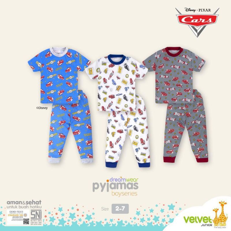 Piyama  Dreamwear Pendek Panjang Boy (isi 3 stel) Velvet Junior