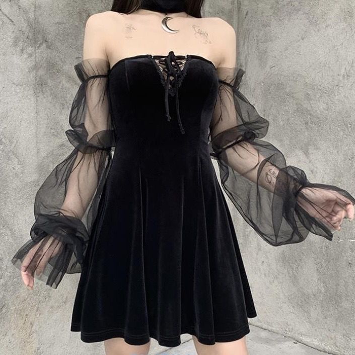 Sexy Velvet Tille Hands  Mini Dress 8552 (S/M/L)