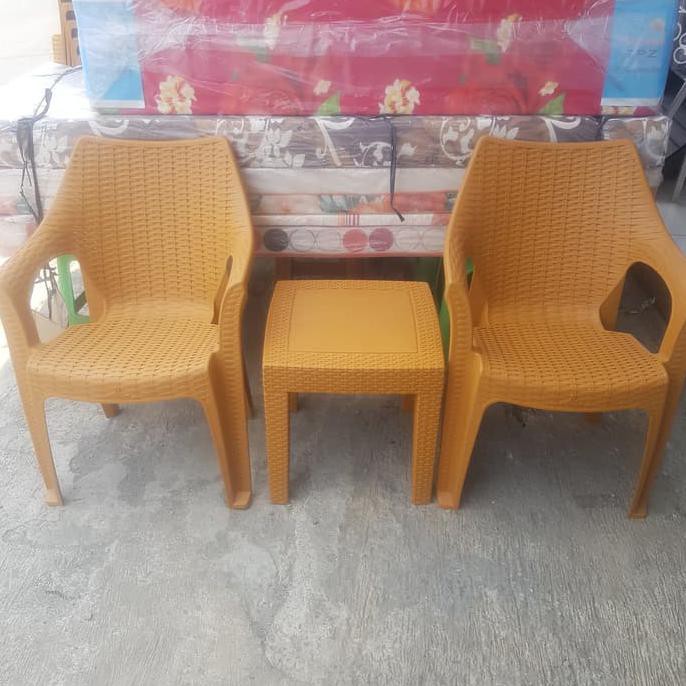 Kursi Plastik Anyaman Rotan Sintetis Set Tresshop_