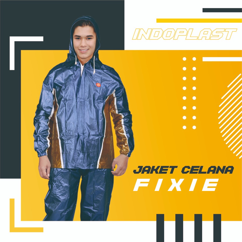 Indoplast Fixie Jas Hujan Dewasa Pria Wanita Bahan Pvc Jaket celana