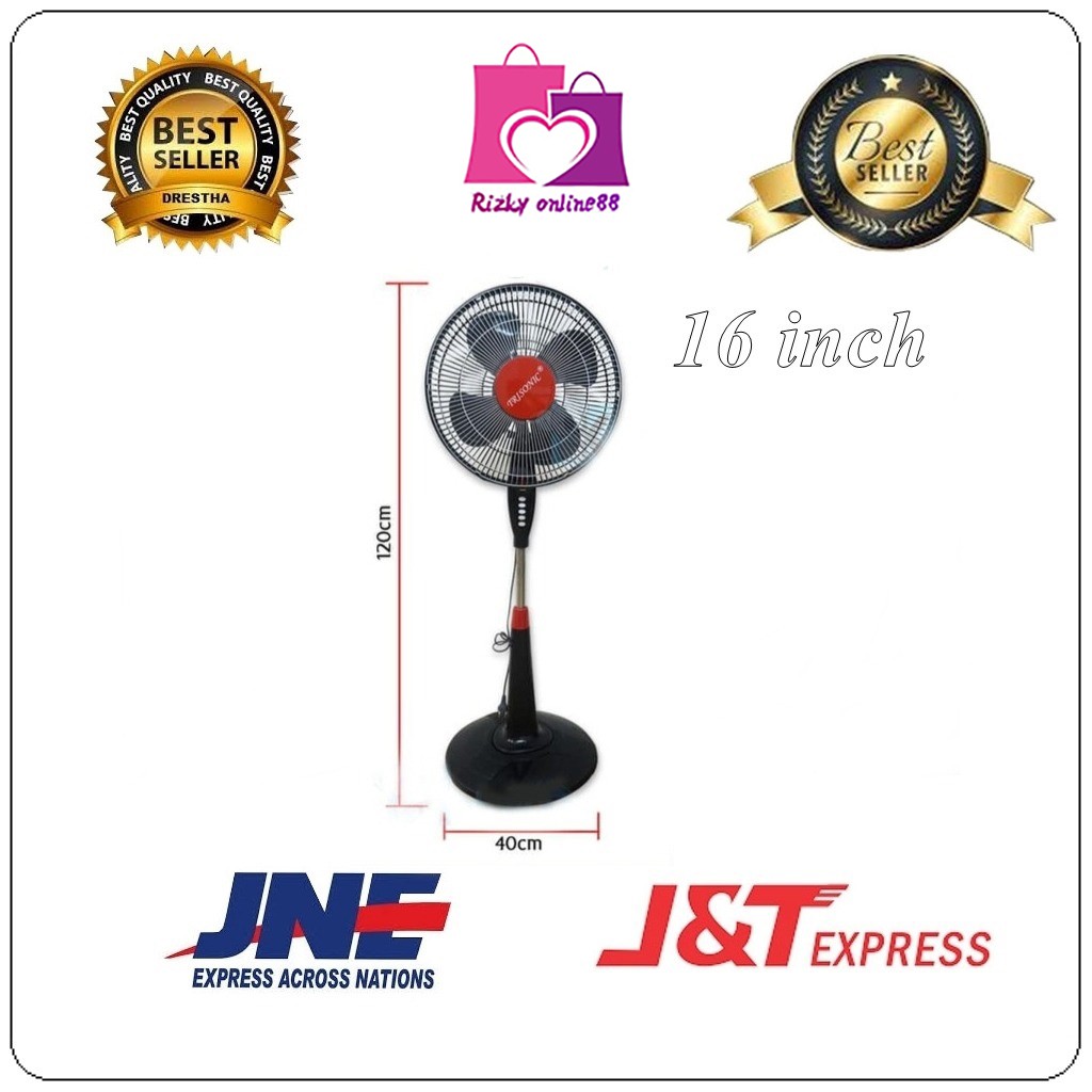 Rizkyonline88 kipas angin berdiri stand fan bulat 16 inch