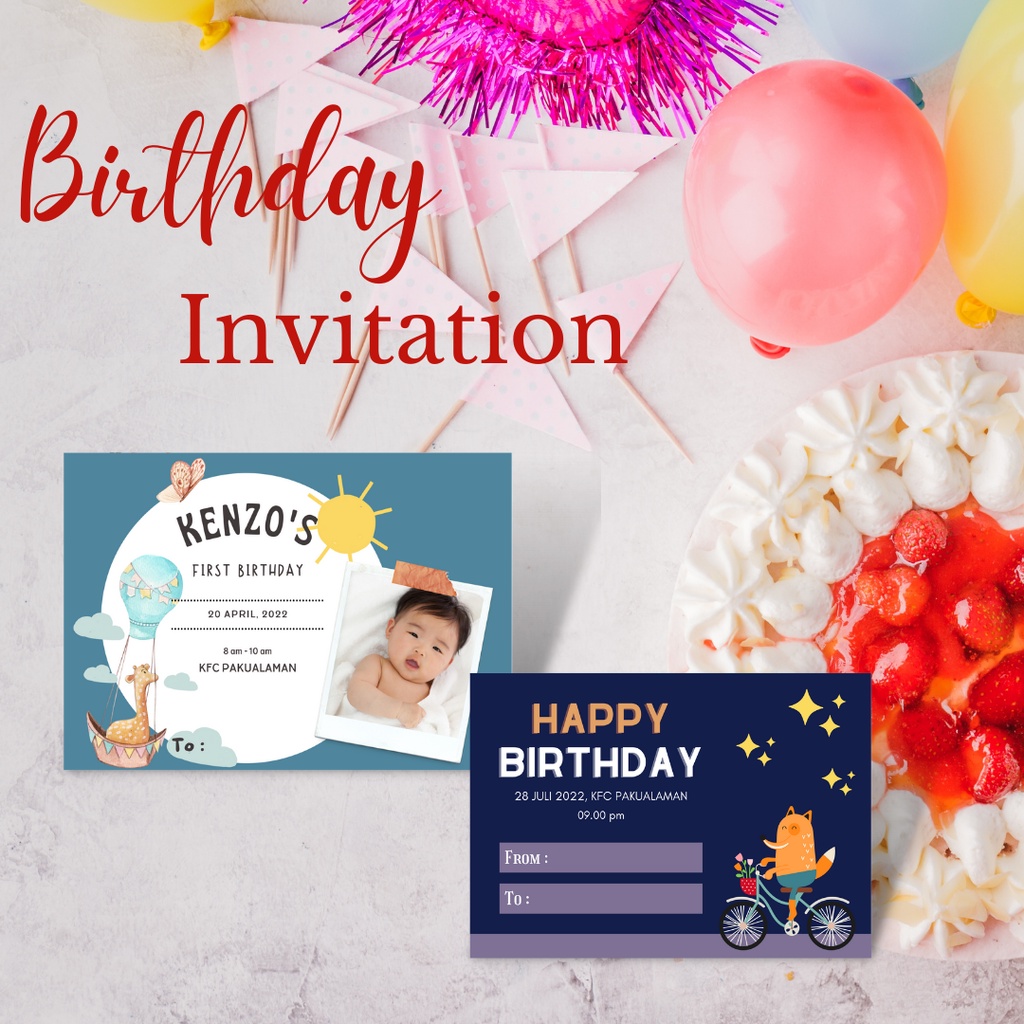 Jual [ Ivory 230g] Birthday invitation undangan ulang tahun anak lucu