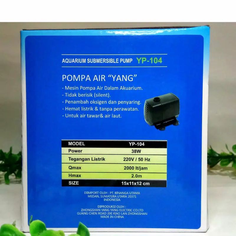 YANG YP 104 POMPA AQUARIUM/ POMPA KOLAM/ WATE PUMP YANG 104