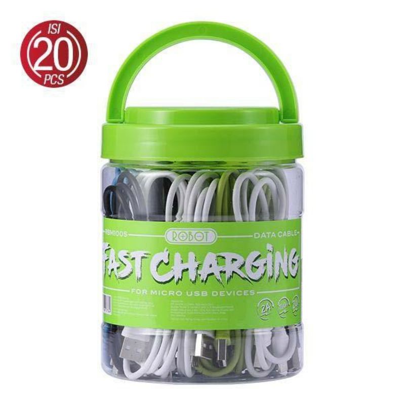 KABEL DATA ROBOT RBM100S ANDROID MICRO 1TOPLES ISI 20PCS KABEL CHARGER ROBOT KABEL CASAN RBM100
