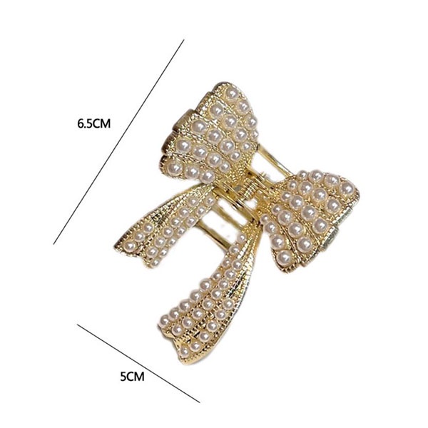 jepit rambut pita mutiara pearl bow tie hair clip jje070(4f2)