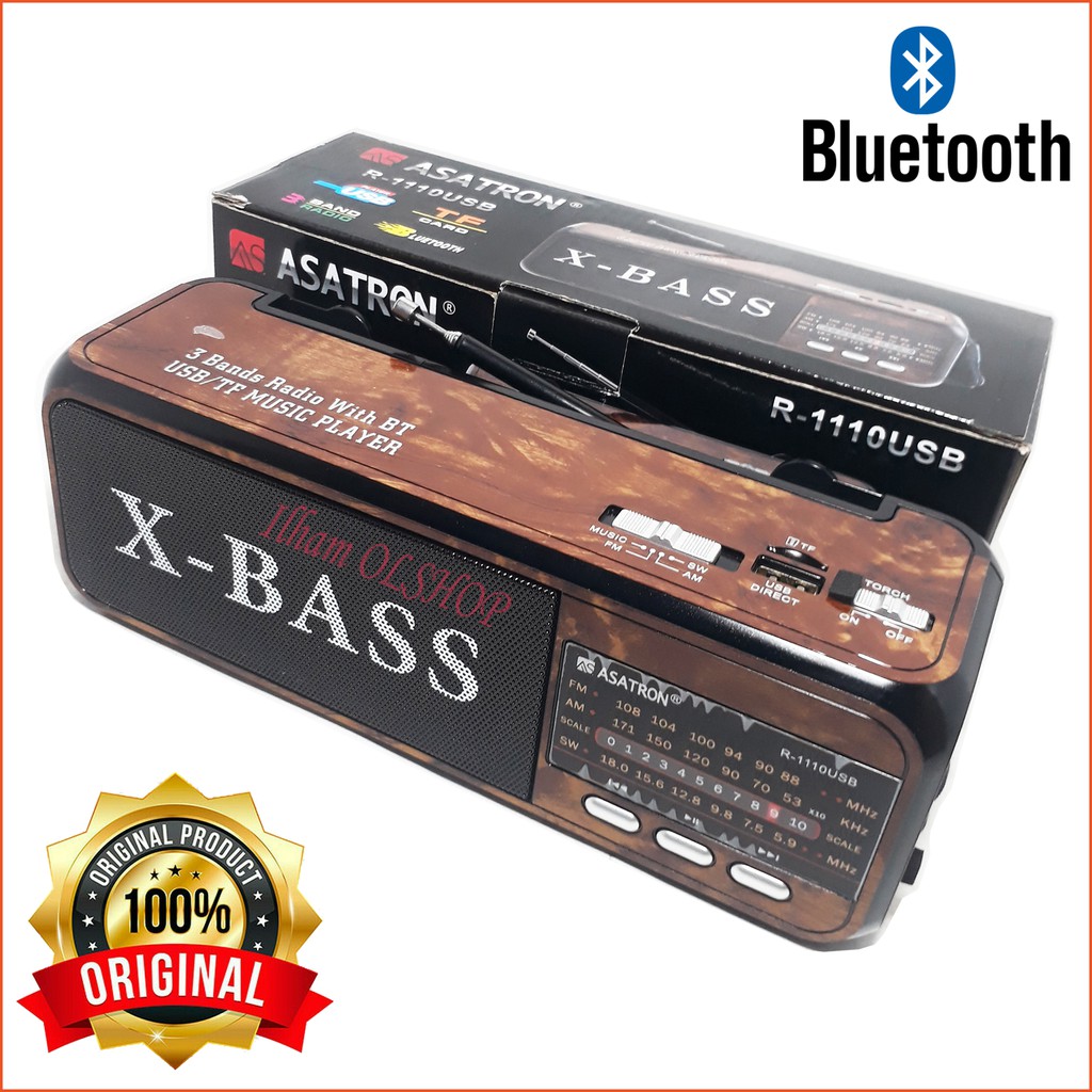 Speaker Asatron Bluetooth + Radio AM-FM USB MP3 Player Suara Mantap