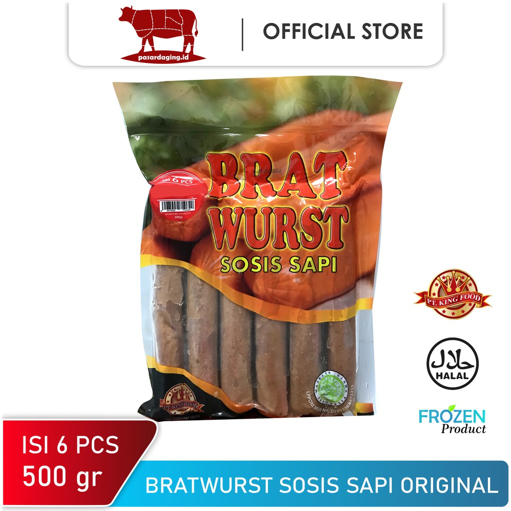 

SOSIS SAPI ORIGINAL BRATWURST / ISI 6 PCS/ 500 GRAM