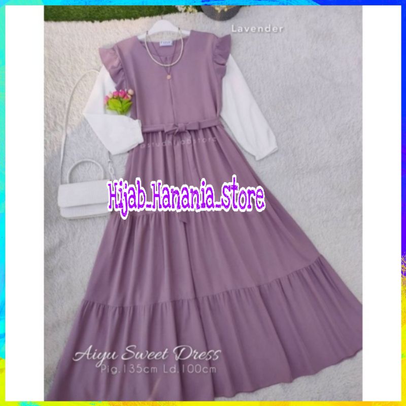 [MURAH] Baju wanita Dress Wanita Muslim Aiyu Dress Korean Style Dress Pakaian Atasan Wanita Long Dre