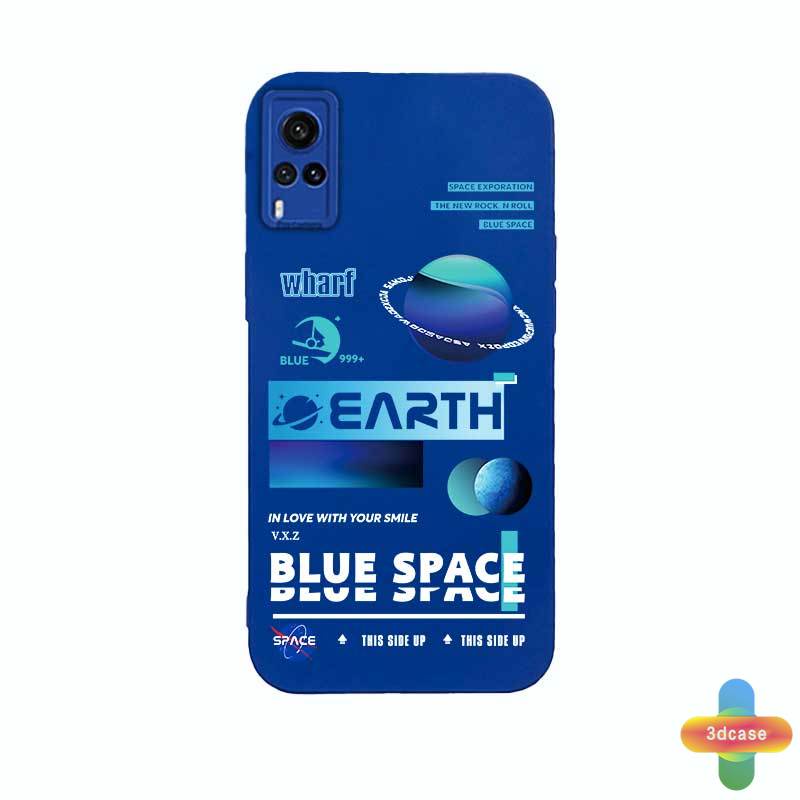 Soft TPU Case Samsung A10S A50 A20S A03S J7 Prime A02S A20 A72 A32 A52 A12 A51 A50S A10 A30S A52S A30 M12 M10 M01S A54 A15 A16 A9 A5 Y12 Y20 A12 Motif Klein Blue Space Camera Lens Protection Case Cover