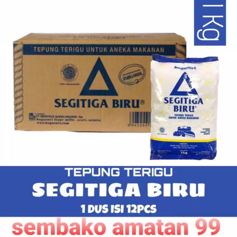 Terigu Segitiga Biru Kemasan 1kg Isi 12pack Per Dus