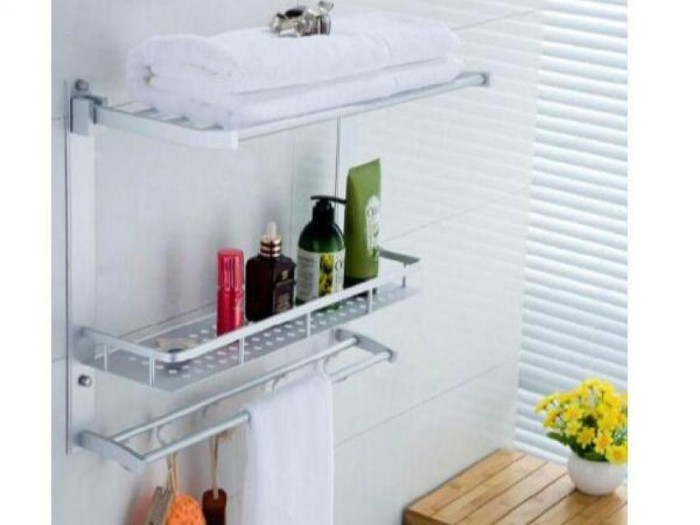 Rak Dinding serbaguna Rak handuk Aluminium 3susun size 54cm