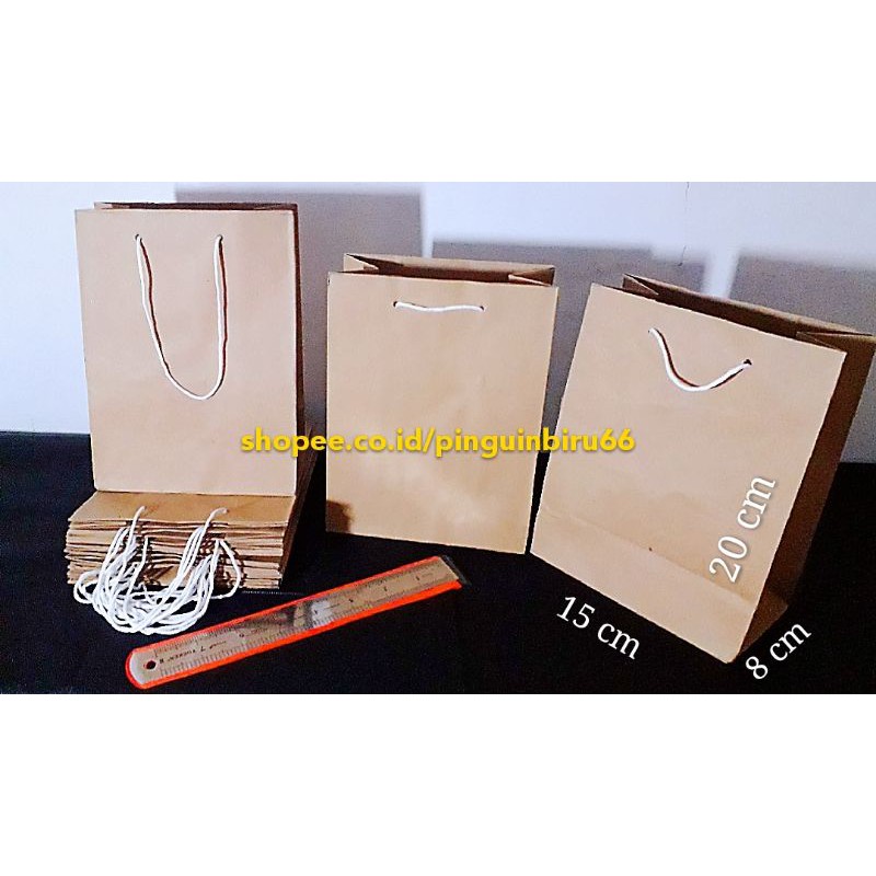 

BROWN GOODIE BAG paperbag serbaguna . 20 x 15 x 8 cm.