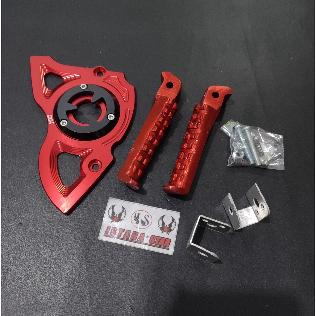 Pelindung Tutup Cover Gear Motor Vixion Old New R15 plus step belakang MERAH