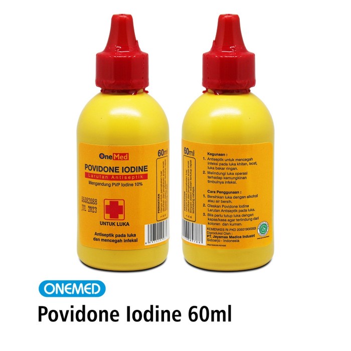 POVIDONE IODINE 60ML BOX ISI 48 BOTOL / POVIDONE IODINE 60ML ONEMED / ECODINE / BETADINE / ANTISEPTIK UNTUK LUKA