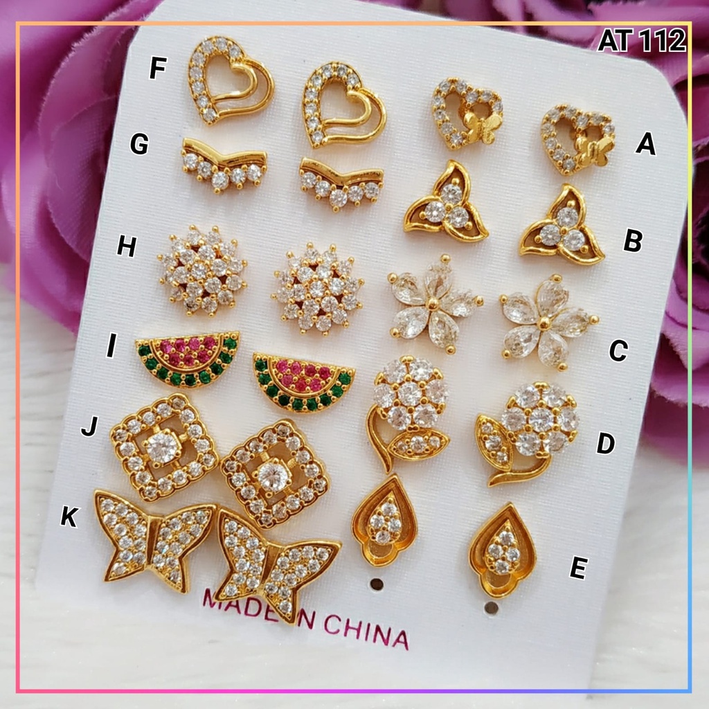 Anting xuping anting dewasa wanita tusuk semangka cantik permata perhiasan lapis emas gold  AT 112