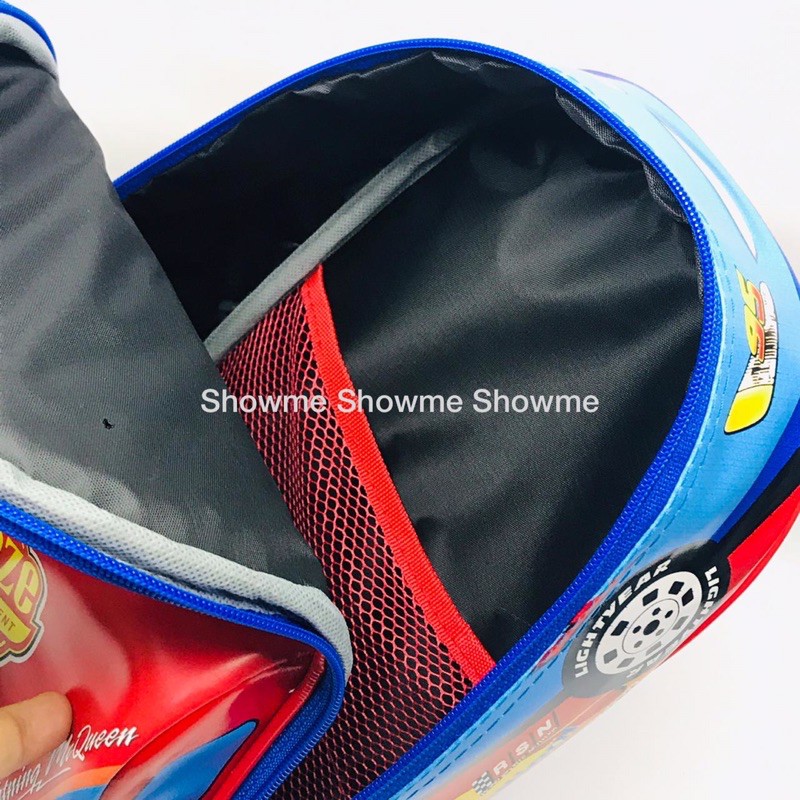 SHOWME TAS RANSEL MOBIL ANAK SEKOLAH PAUD - TK KARAKTER LUCU KUALITAS PREMIUM BATOK GAMBAR PAKAI BUSA TIMBUL - CARS LIST BIRU - MCQUEEN