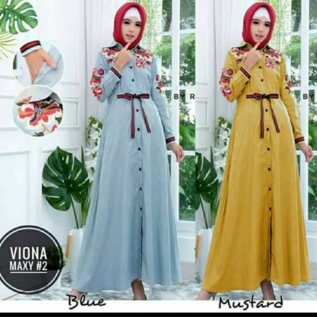 Longdress Gamis Maxi Polos Bordir Katun Simple Bagus Cantik Adem