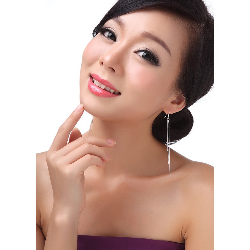 925 Perak Perempuan Anting-Anting Gaya Korea Rumbai Butterfly Garis Telinga Perhiasan