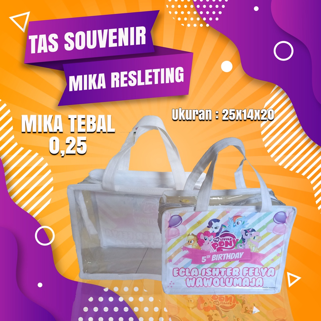 

Tas Souvenir Ulang Tahun Mika Resleting Custom / Tas Ulang Tahun Mika Custom