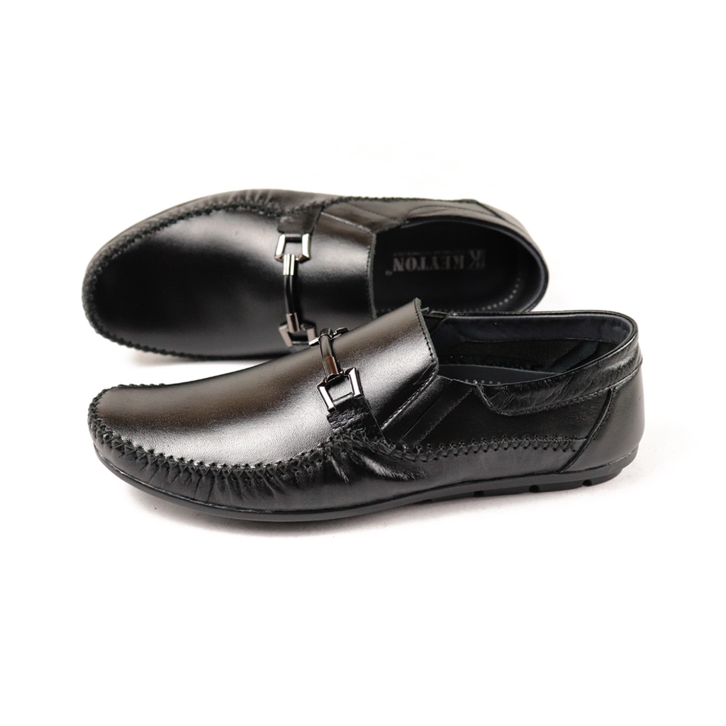 Sepatu Pria Kasual Slip On Pantofel Loafer Kulit Asli KEYTON JLS962 Original