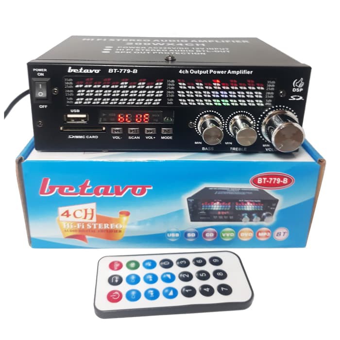 Power Amplifier BETAVO BT-779B Bluetooth Stereo + Mp3 player + FM Radio 4CH