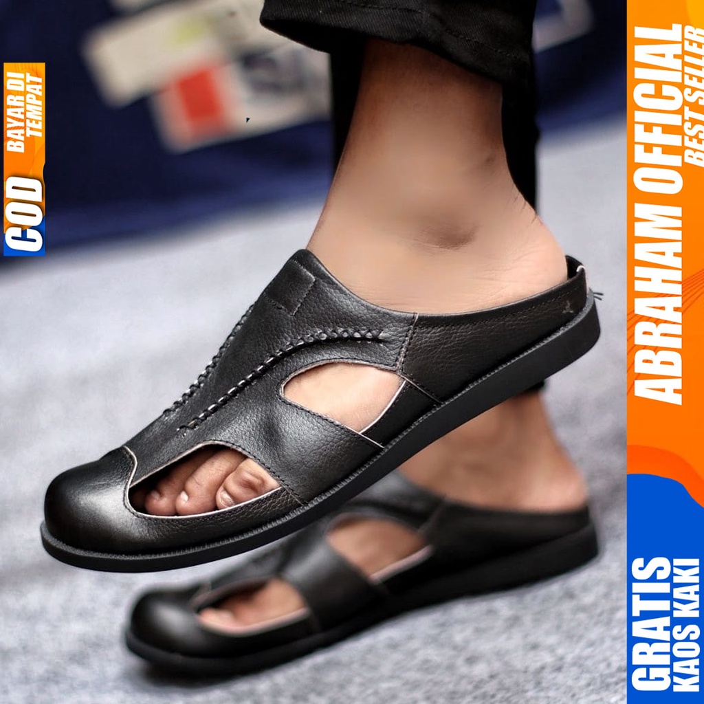 Sepatu Sandal Casual Kulit Asli Bustong Tutong Sendal Slop Original Murah Terbaru Kekinian WIRO ABRAHAM