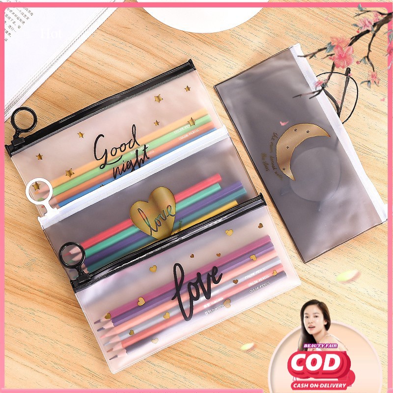 

[BF] [BF] TEMPAT PENSIL ZIP TRANSPARAN MOTIF KARAKTER LOVE TEMPAT KOSMETIK ZIPPER KOTAK PENSIL MURAH
