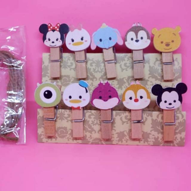 10 pcs Jepitan Foto Tsum Polaroid Gantungan Kayu Wooden Clip