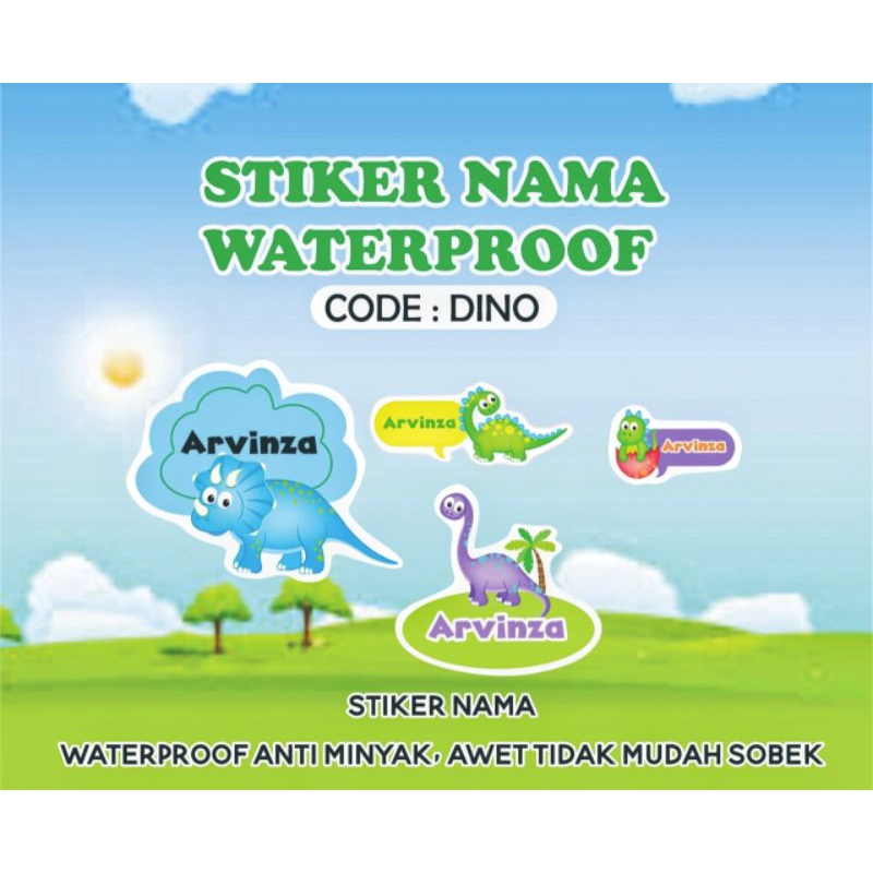 

Stiker Nama Waterproof MIX DINO Sticker Buku