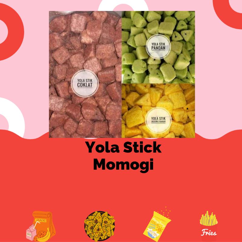 

Yola Yola Stick Momogi 250gr Rasa Coklat, pandan, jagung Bakar / Snack Jajanan Cemilan